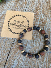 Load image into Gallery viewer, Men’s Essential Oil Diffuser Bracelet// Obsidian & Lava// Aromatherapy Bracelet// Handmade Jewelry// Stackable Bracelets