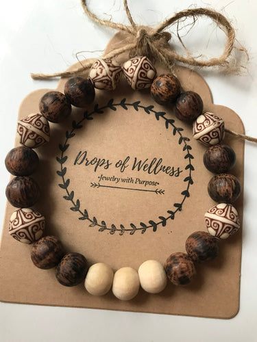 Diffuser Bracelet// Men's Mixed Wooden Diffuser Beads