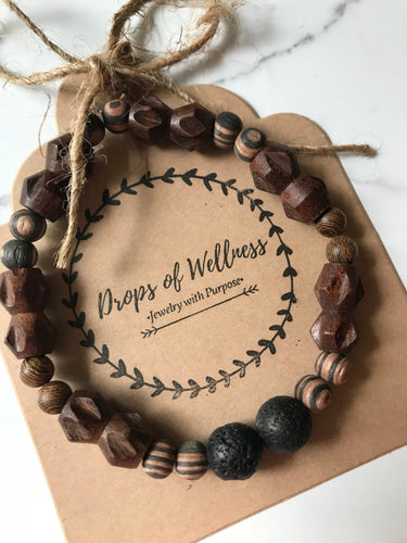 Diffuser Bracelet// Men's Wooden & Lava Bead