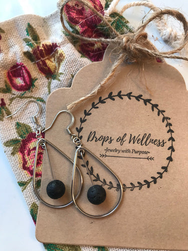 Diffuser Earings// Teardrops & Lava Stone