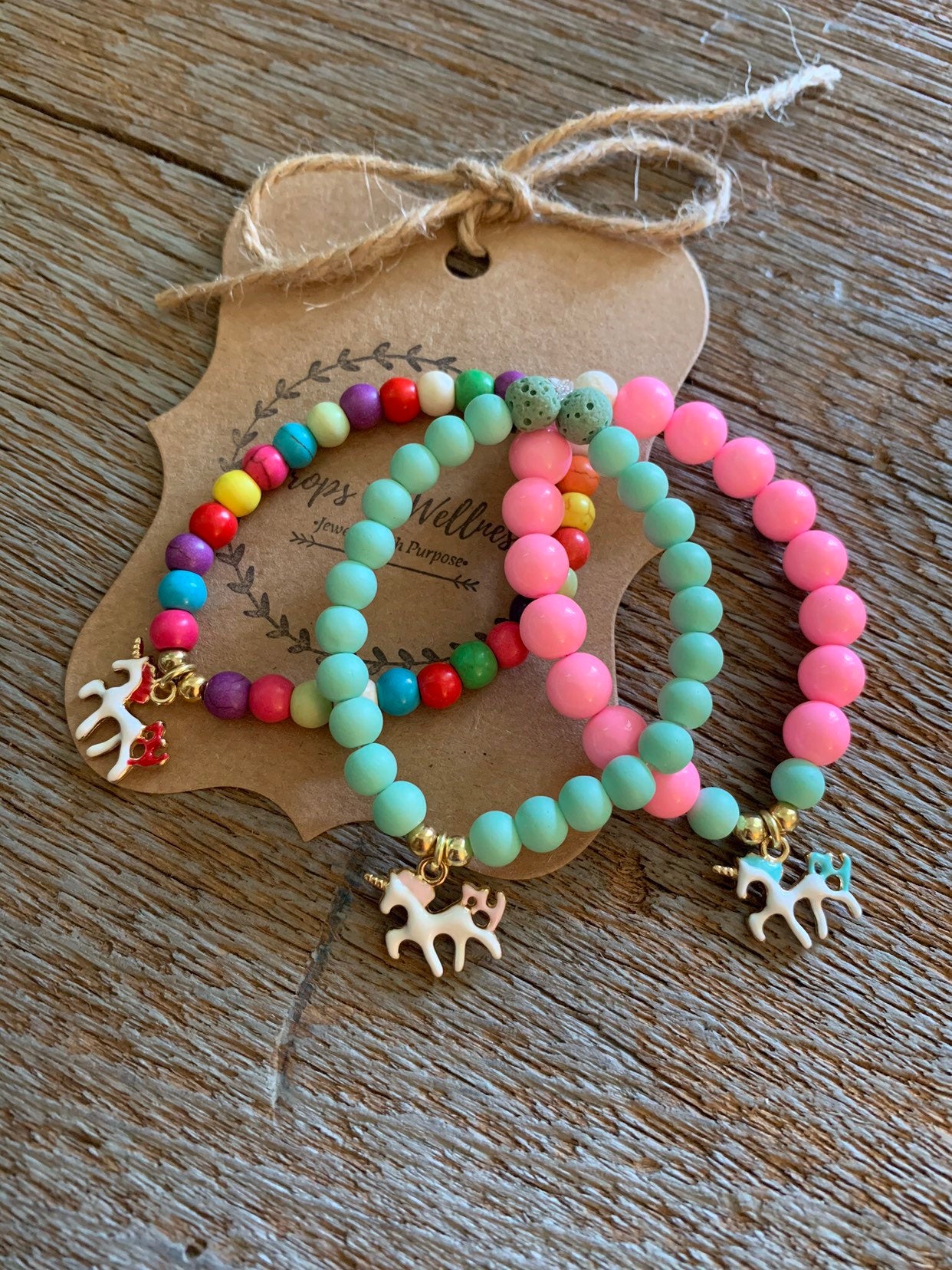Shop Rainbow Silicone Kids Bead Bracelets - Set of 12