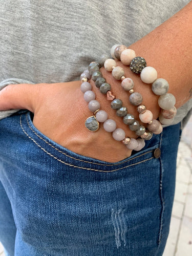 Essential Oil Diffuser Bracelet// Pink & Grey Jasper// Rose Gold Jewelry// Handmade// Bracelet Stack