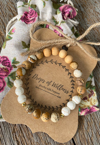 Essential Oil Diffuser Bracelet// Sandstone & Marble// Aromatherapy Jewelry// Handmade Jewelry// Anxiety Relief Bracelet