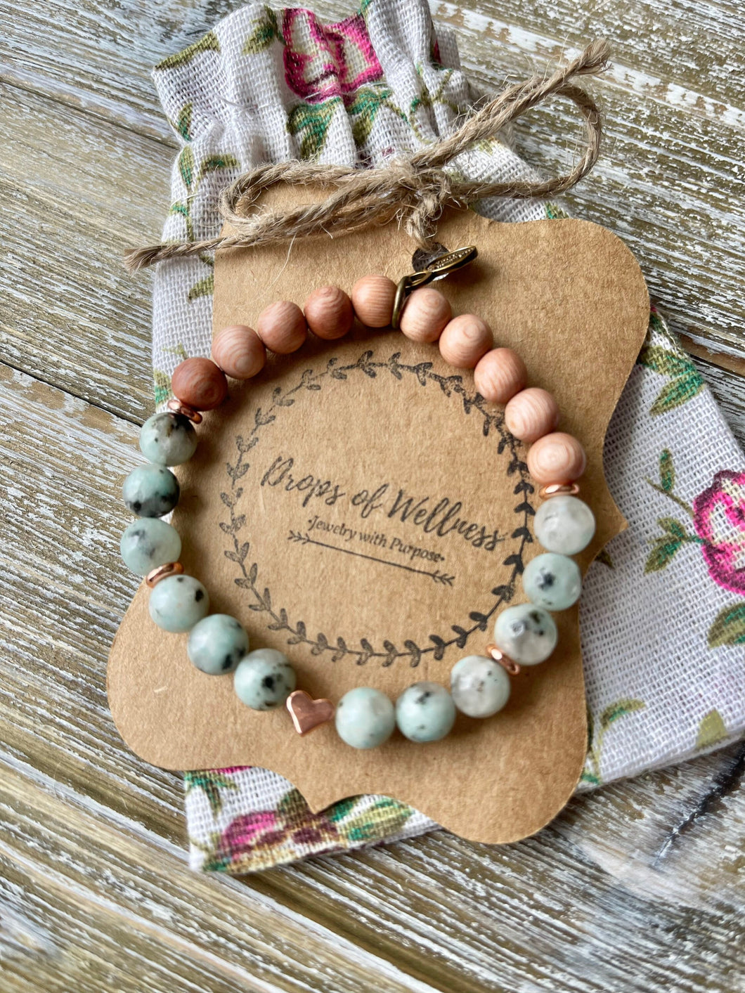 Essential Oil Diffuser Bracelet, Sesame Jasper and Rose-gold, Aromatherapy Bracelet, Diffuser Jewelry, Oil Bracelet, Boho Jewelry