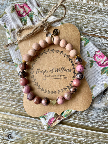 Diffuser Bracelet, Natural Stone & Rosewood, Essential Oil Diffuser Jewelry, Handmade Jewelry, Boho, Aromatherapy Bracelet